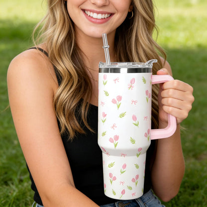 Ceovfoi 40 oz Lemon Print Stainless Steel Tumbler With Lid and Straw - Yellow Coffee Travel Mug Cup Water Bottle - Gifts for Lemon Lovers