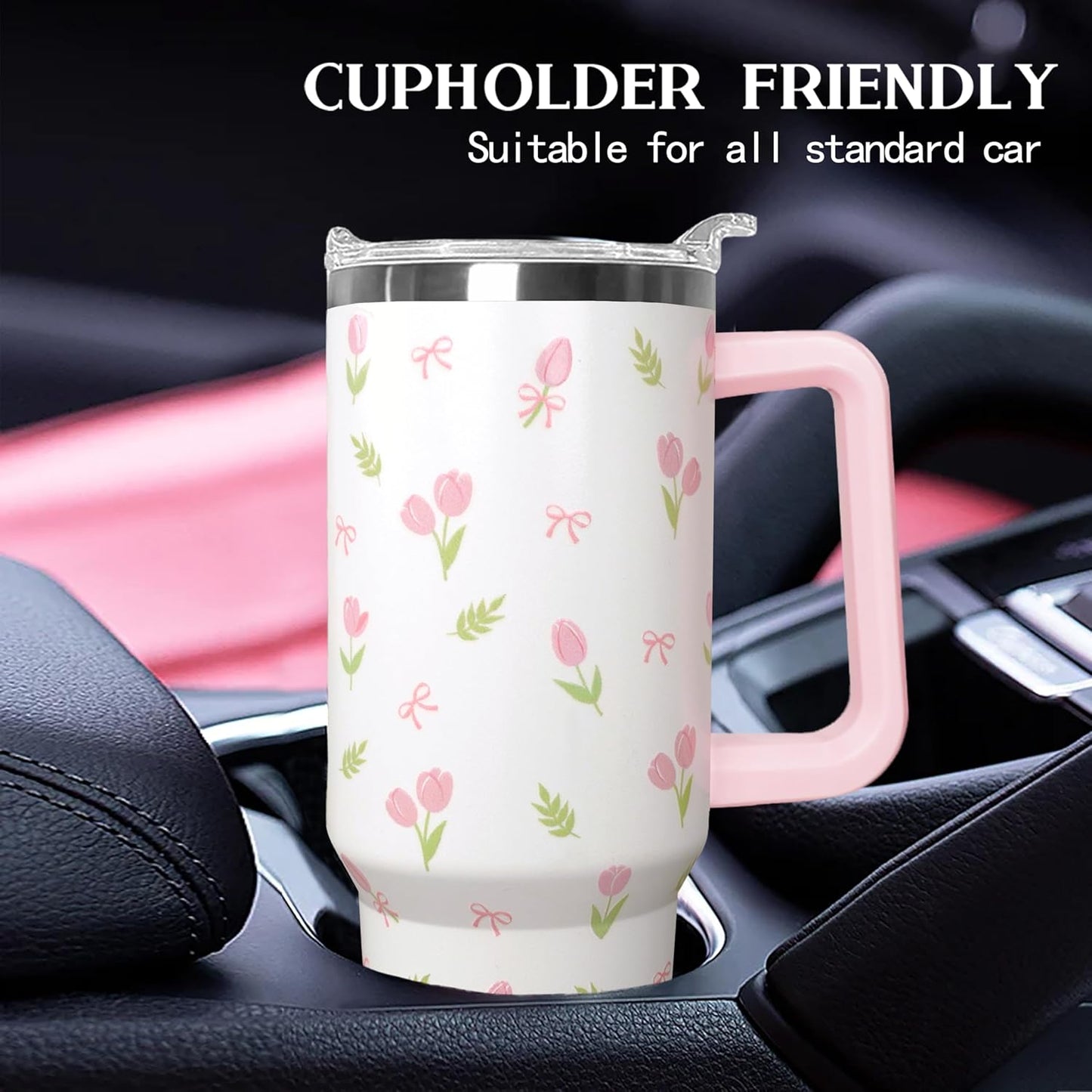 Ceovfoi 40 oz Lemon Print Stainless Steel Tumbler With Lid and Straw - Yellow Coffee Travel Mug Cup Water Bottle - Gifts for Lemon Lovers