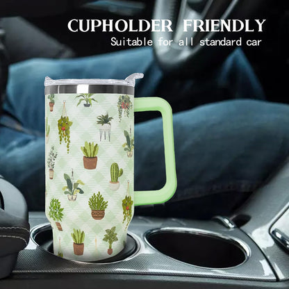 Ceovfoi 40 oz Lemon Print Stainless Steel Tumbler With Lid and Straw - Yellow Coffee Travel Mug Cup Water Bottle - Gifts for Lemon Lovers