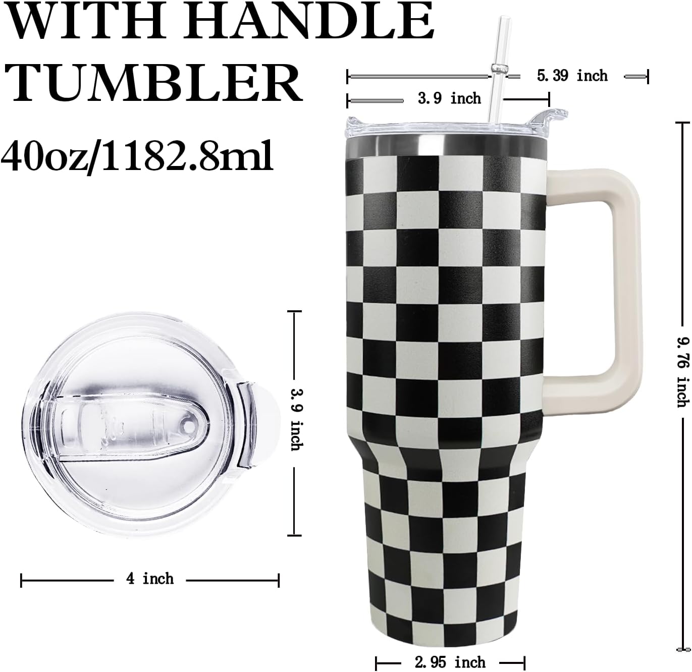 Ceovfoi 40 oz Lemon Print Stainless Steel Tumbler With Lid and Straw - Yellow Coffee Travel Mug Cup Water Bottle - Gifts for Lemon Lovers