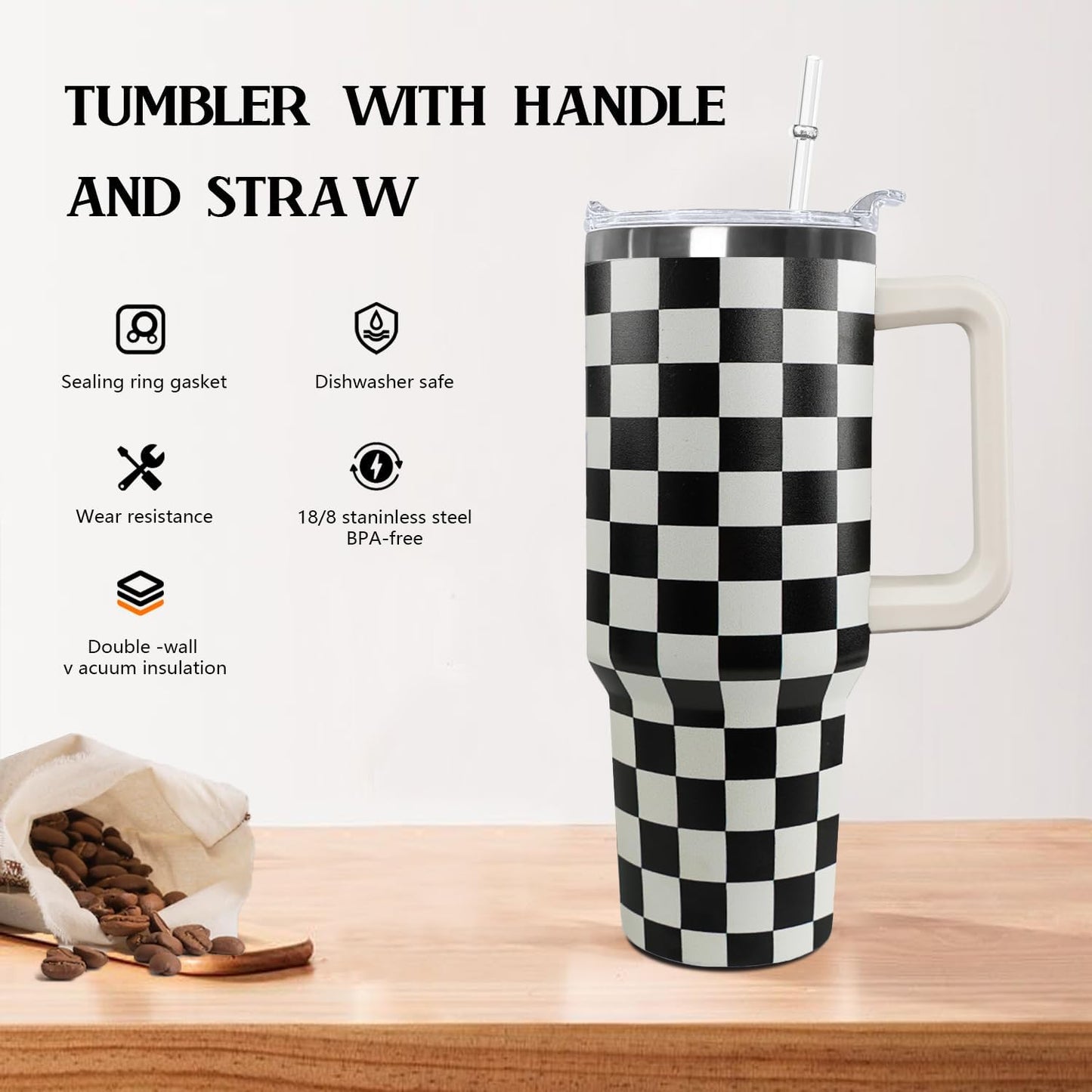 Ceovfoi 40 oz Lemon Print Stainless Steel Tumbler With Lid and Straw - Yellow Coffee Travel Mug Cup Water Bottle - Gifts for Lemon Lovers