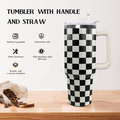 Ceovfoi 40 oz Lemon Print Stainless Steel Tumbler With Lid and Straw - Yellow Coffee Travel Mug Cup Water Bottle - Gifts for Lemon Lovers