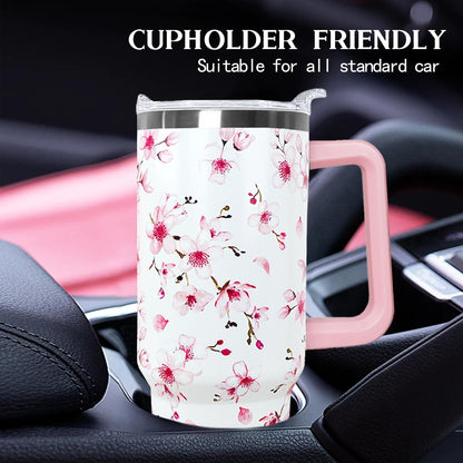 Ceovfoi 40 oz Lemon Print Stainless Steel Tumbler With Lid and Straw - Yellow Coffee Travel Mug Cup Water Bottle - Gifts for Lemon Lovers