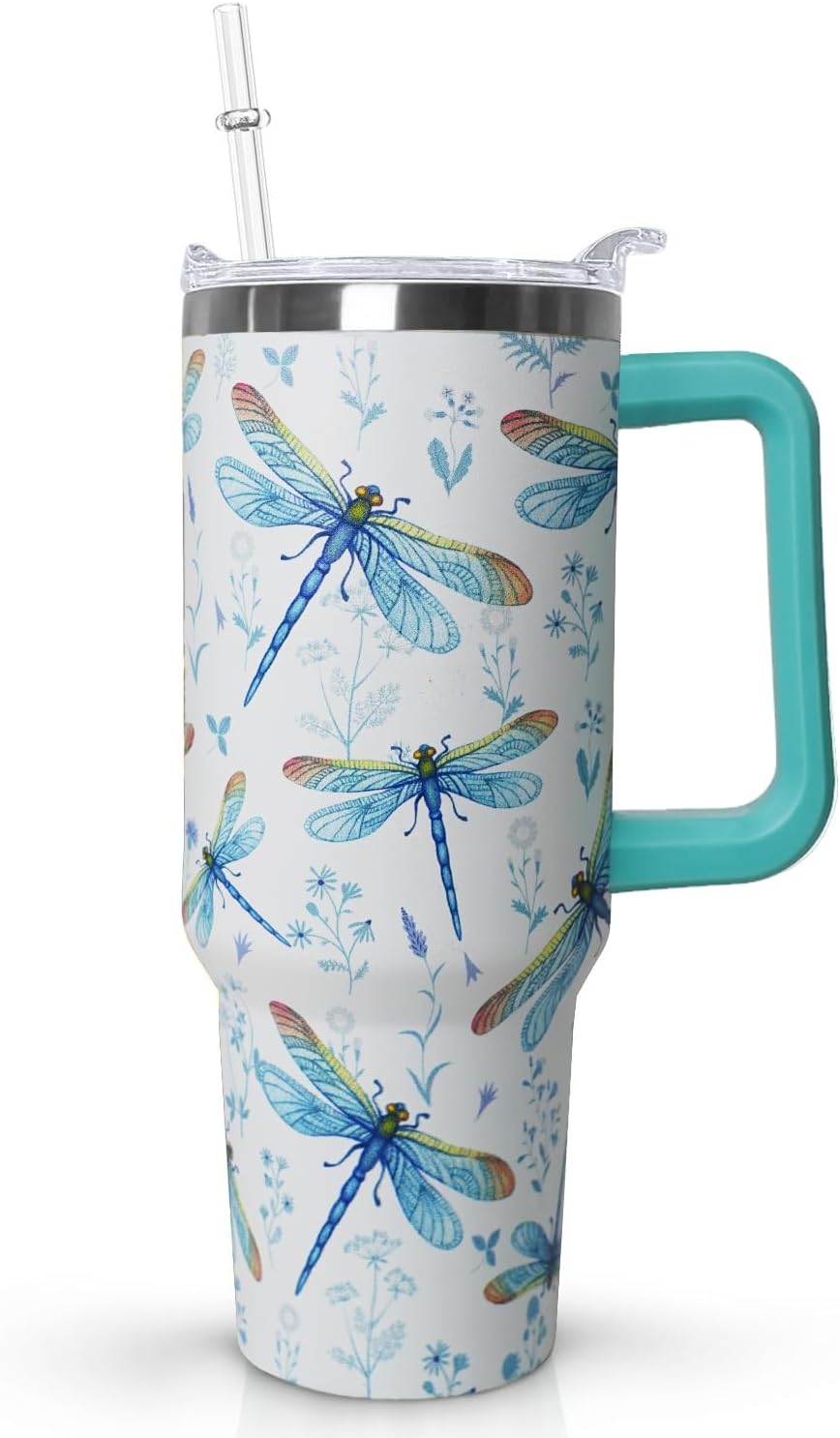 Ceovfoi 40 oz Lemon Print Stainless Steel Tumbler With Lid and Straw - Yellow Coffee Travel Mug Cup Water Bottle - Gifts for Lemon Lovers