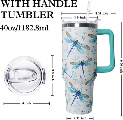 Ceovfoi 40 oz Lemon Print Stainless Steel Tumbler With Lid and Straw - Yellow Coffee Travel Mug Cup Water Bottle - Gifts for Lemon Lovers