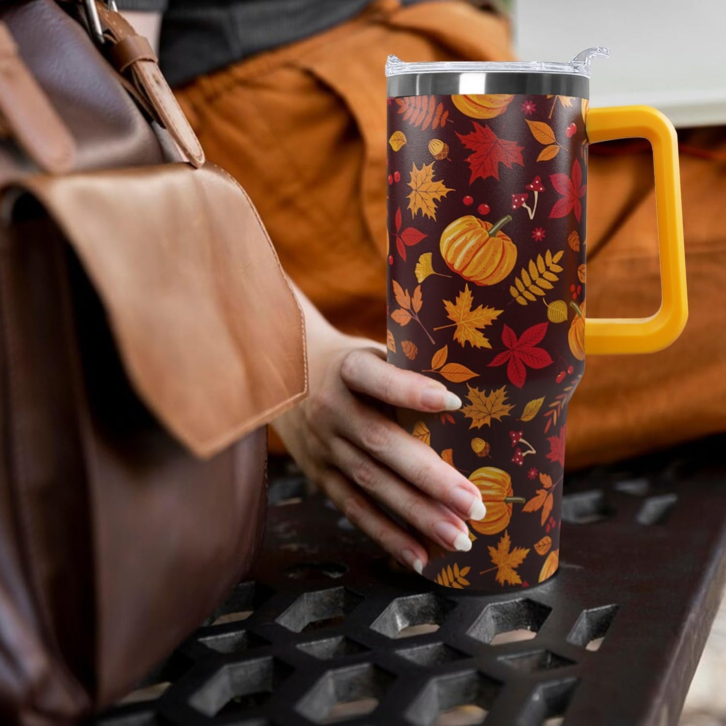 Ceovfoi 40 oz Lemon Print Stainless Steel Tumbler With Lid and Straw - Yellow Coffee Travel Mug Cup Water Bottle - Gifts for Lemon Lovers