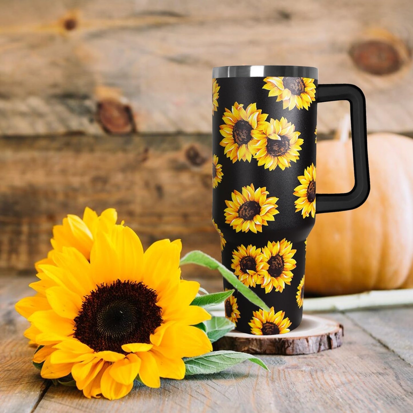 Ceovfoi 40 oz Lemon Print Stainless Steel Tumbler With Lid and Straw - Yellow Coffee Travel Mug Cup Water Bottle - Gifts for Lemon Lovers