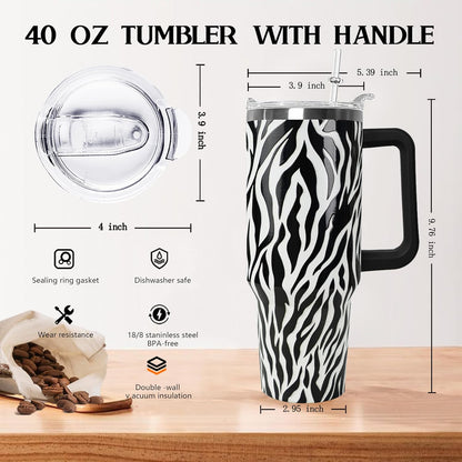 Ceovfoi 40 oz Lemon Print Stainless Steel Tumbler With Lid and Straw - Yellow Coffee Travel Mug Cup Water Bottle - Gifts for Lemon Lovers