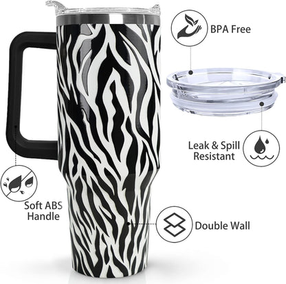 Ceovfoi 40 oz Lemon Print Stainless Steel Tumbler With Lid and Straw - Yellow Coffee Travel Mug Cup Water Bottle - Gifts for Lemon Lovers