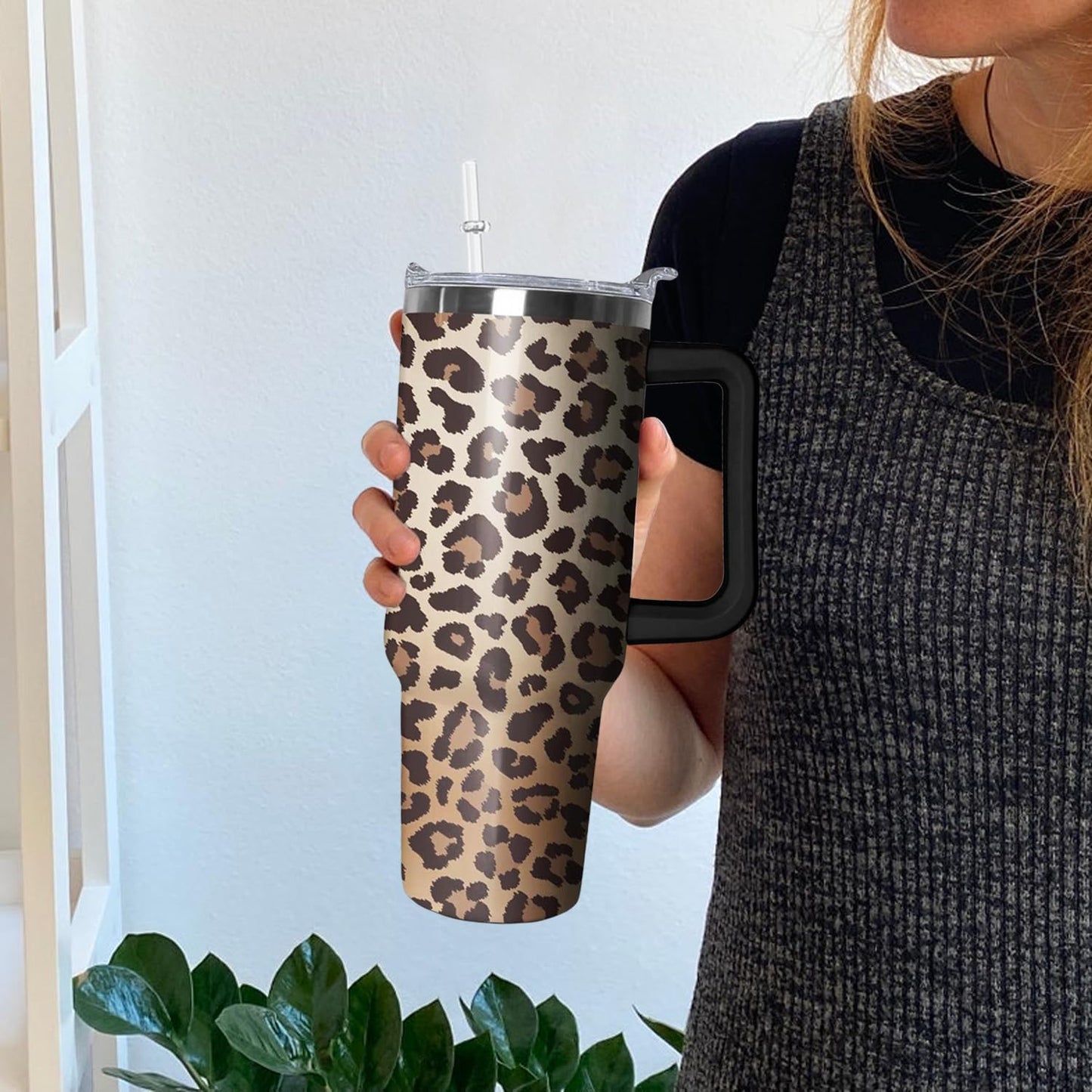 Ceovfoi 40 oz Lemon Print Stainless Steel Tumbler With Lid and Straw - Yellow Coffee Travel Mug Cup Water Bottle - Gifts for Lemon Lovers