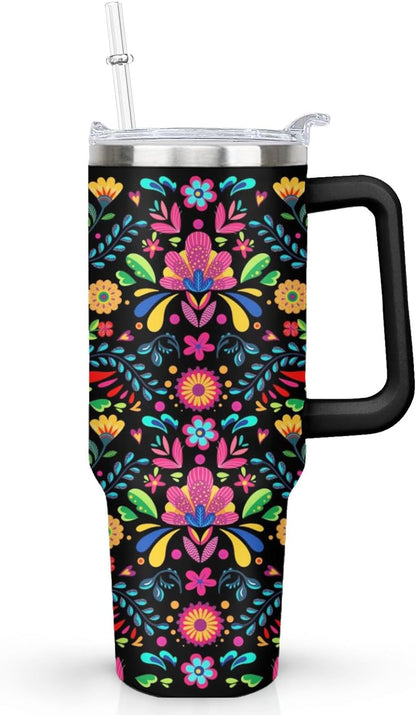 Ceovfoi 40 oz Lemon Print Stainless Steel Tumbler With Lid and Straw - Yellow Coffee Travel Mug Cup Water Bottle - Gifts for Lemon Lovers