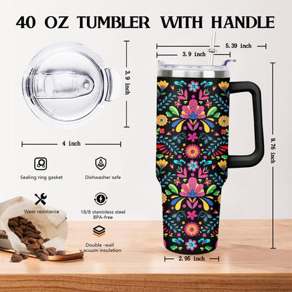 Ceovfoi 40 oz Lemon Print Stainless Steel Tumbler With Lid and Straw - Yellow Coffee Travel Mug Cup Water Bottle - Gifts for Lemon Lovers