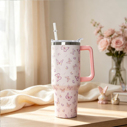 Ceovfoi 40 oz Lemon Print Stainless Steel Tumbler With Lid and Straw - Yellow Coffee Travel Mug Cup Water Bottle - Gifts for Lemon Lovers