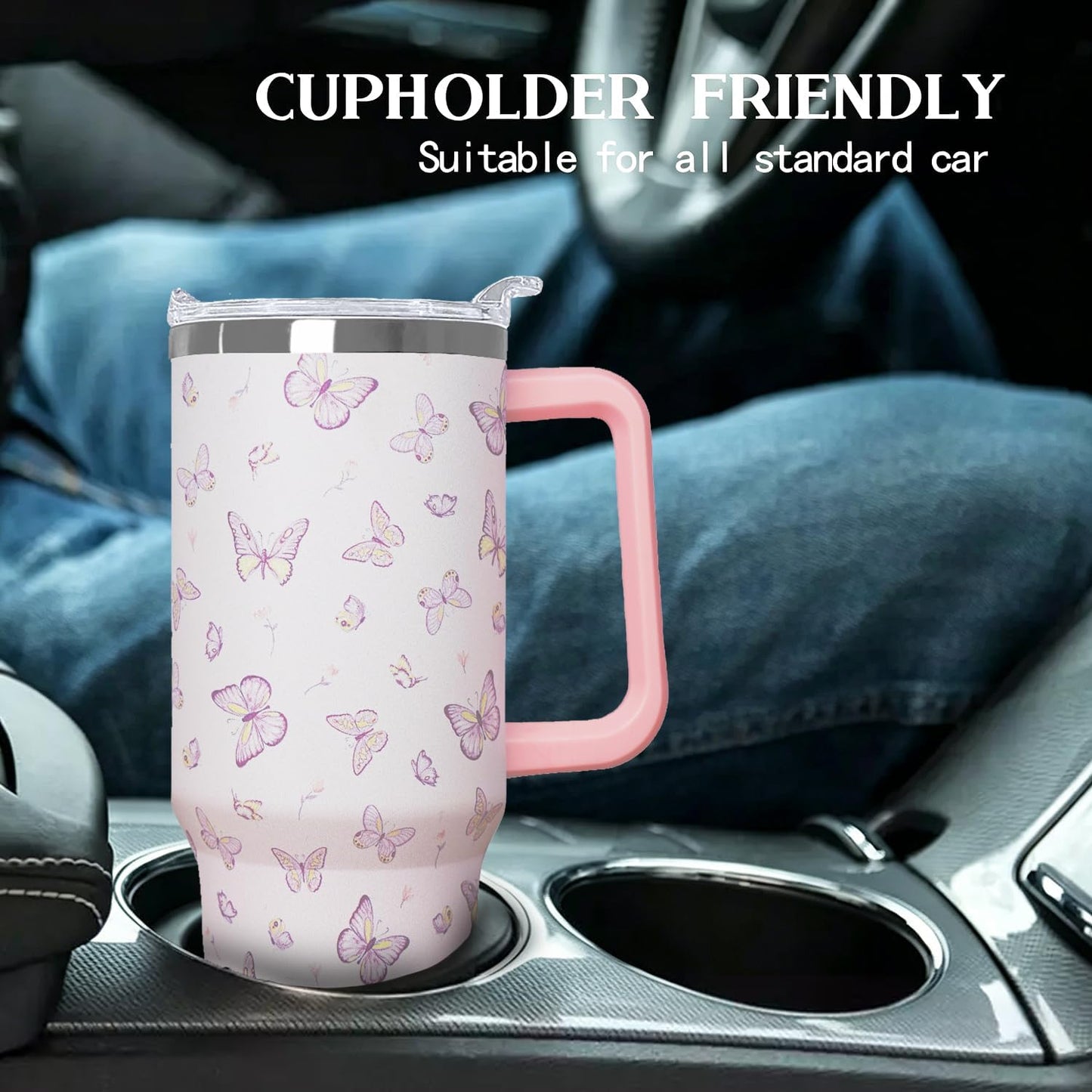 Ceovfoi 40 oz Lemon Print Stainless Steel Tumbler With Lid and Straw - Yellow Coffee Travel Mug Cup Water Bottle - Gifts for Lemon Lovers