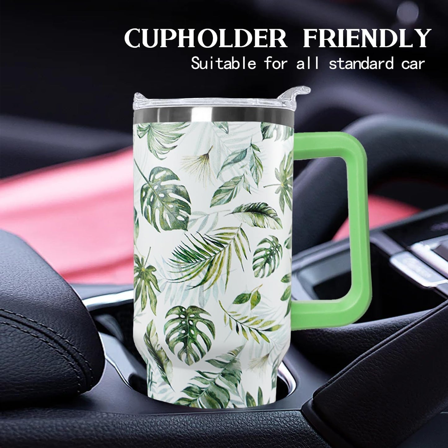 Ceovfoi 40 oz Lemon Print Stainless Steel Tumbler With Lid and Straw - Yellow Coffee Travel Mug Cup Water Bottle - Gifts for Lemon Lovers