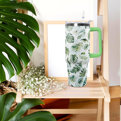 Ceovfoi 40 oz Lemon Print Stainless Steel Tumbler With Lid and Straw - Yellow Coffee Travel Mug Cup Water Bottle - Gifts for Lemon Lovers