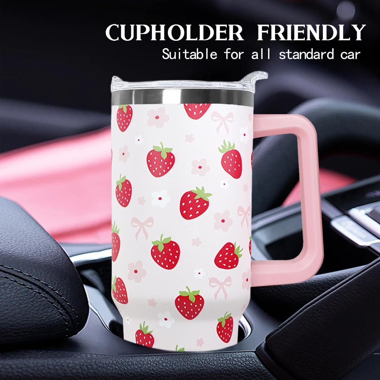 Ceovfoi 40 oz Lemon Print Stainless Steel Tumbler With Lid and Straw - Yellow Coffee Travel Mug Cup Water Bottle - Gifts for Lemon Lovers