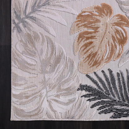 CAMILSON Indoor Outdoor Rug, Yellow 6’x9’ Leaf Tropical Botanical Area Rugs for Indoor and Outdoor patios, Easy-Cleaning Non-Shedding Living Room, Garden and Kitchen Washable Outside Carpet (6x9)