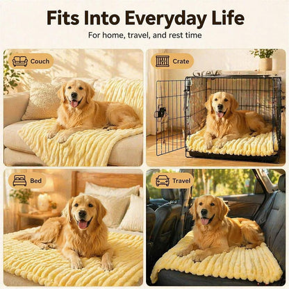 Emotional Support Blanket Yellow, Dog Mood Calming Blanket, Ribbed Flannel Soft Double-Sided Plush Pet Blanket for Dogs & Cats, Thick Cozy Throw for Couch Bed Crate, Machine Washable (Yellow, 28*39in)