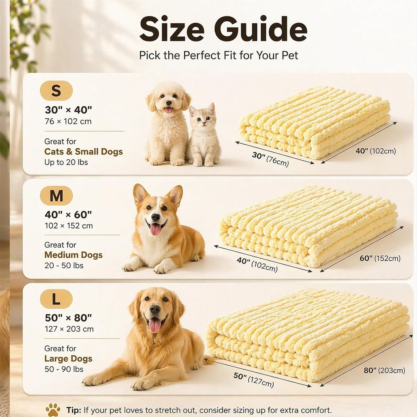 Emotional Support Blanket Yellow, Dog Mood Calming Blanket, Ribbed Flannel Soft Double-Sided Plush Pet Blanket for Dogs & Cats, Thick Cozy Throw for Couch Bed Crate, Machine Washable (Yellow, 28*39in)