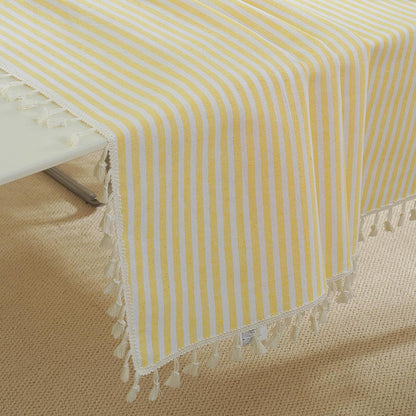 Striped Tablecloth Square Tablecloths Cotton Blend Table Cloth Washable Tabletop Decorative Fabric Table Cover for Kitchen Dinning (Yellow, 36 x 36 Inch)