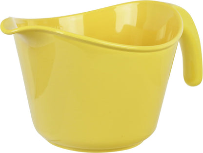 Batter Bowl With Pour Spout, Non-Slip Base, Erogonomic Space Saving Detachable Handle, 2 QT Heavy Duty BPA-Free Microwave & Dishwasher Safe, Lemon, Yellow