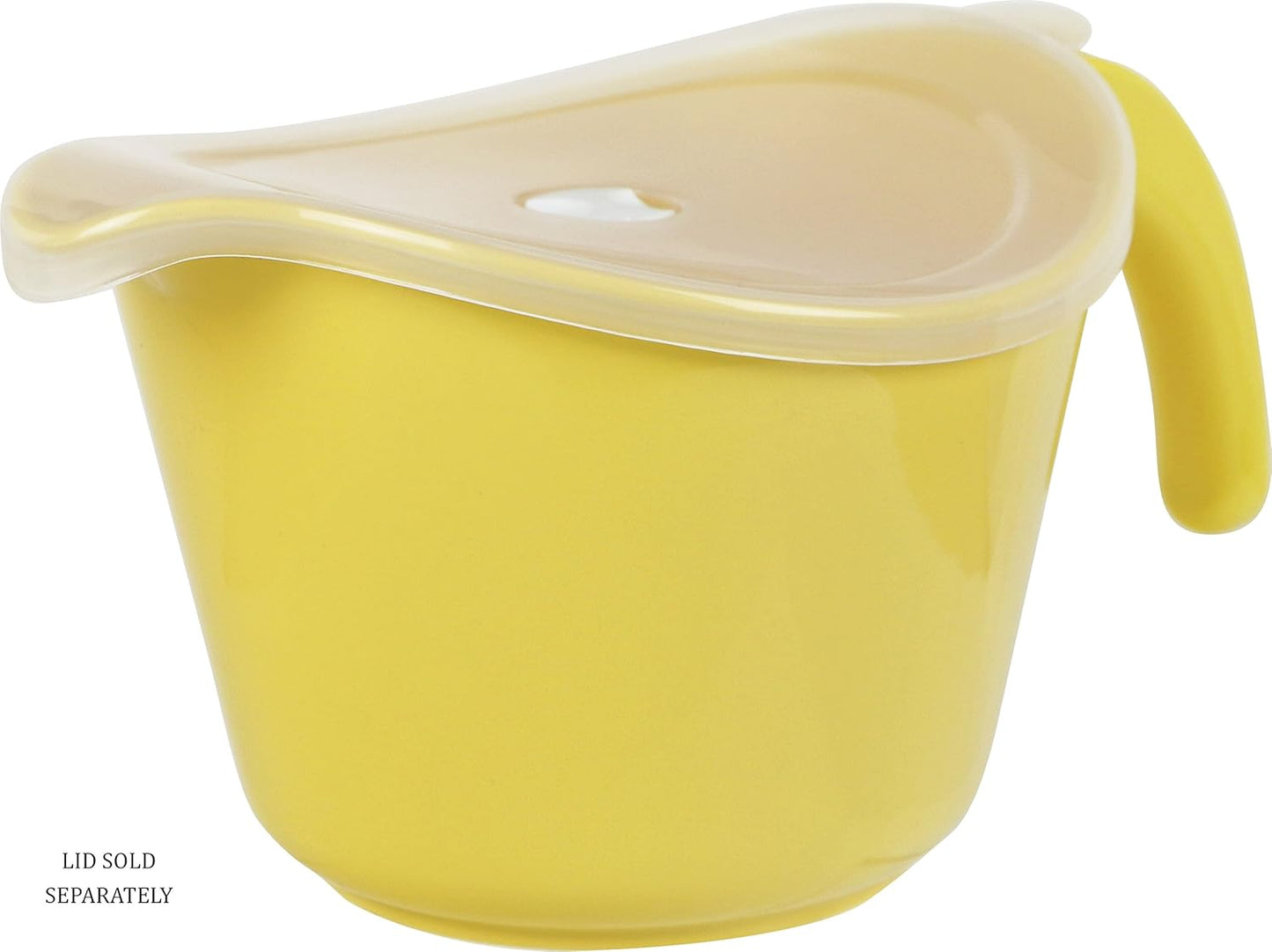 Batter Bowl With Pour Spout, Non-Slip Base, Erogonomic Space Saving Detachable Handle, 2 QT Heavy Duty BPA-Free Microwave & Dishwasher Safe, Lemon, Yellow