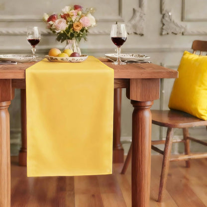 Yellow Table Runner 36 Inches Long - Decorative Waterproof 210GSM Runner Table Cloth, Washable & Reusable Table Runners for Dining, Wedding, Party, Kitchen & Everyday Decor, 12x36 Inch