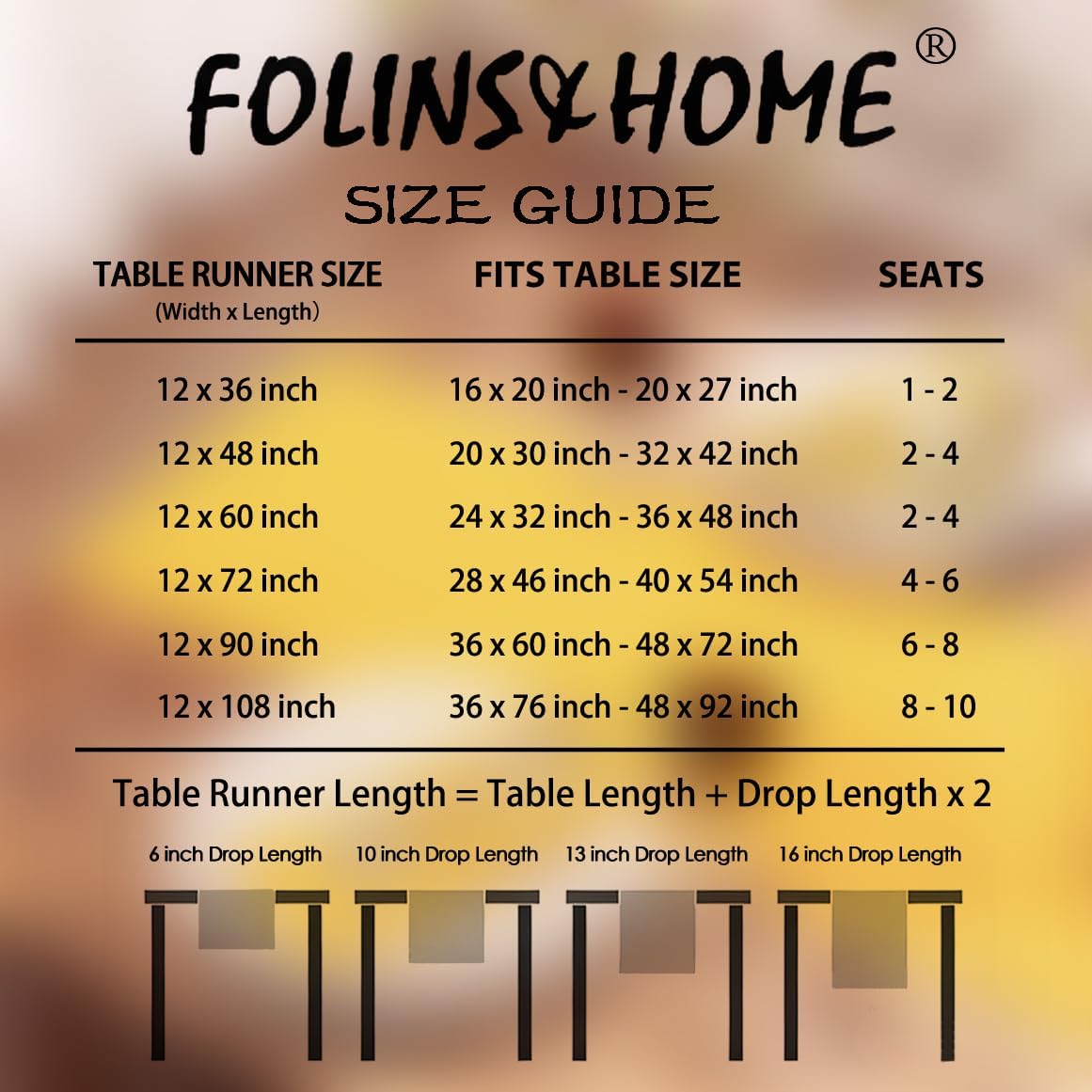 Yellow Table Runner 36 Inches Long - Decorative Waterproof 210GSM Runner Table Cloth, Washable & Reusable Table Runners for Dining, Wedding, Party, Kitchen & Everyday Decor, 12x36 Inch