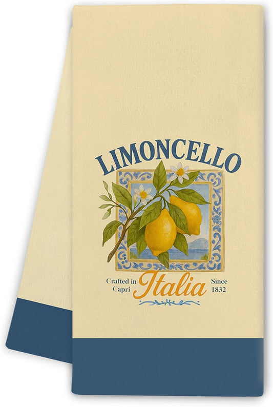 Summer Lemon Kitchen Towels - Vintage Lemons Summer Decor, Summer Gifts, Italian Lemon Themed Hand Towels Dishcloth for Kitchen Bathroom Decorative, 16x24 Inch