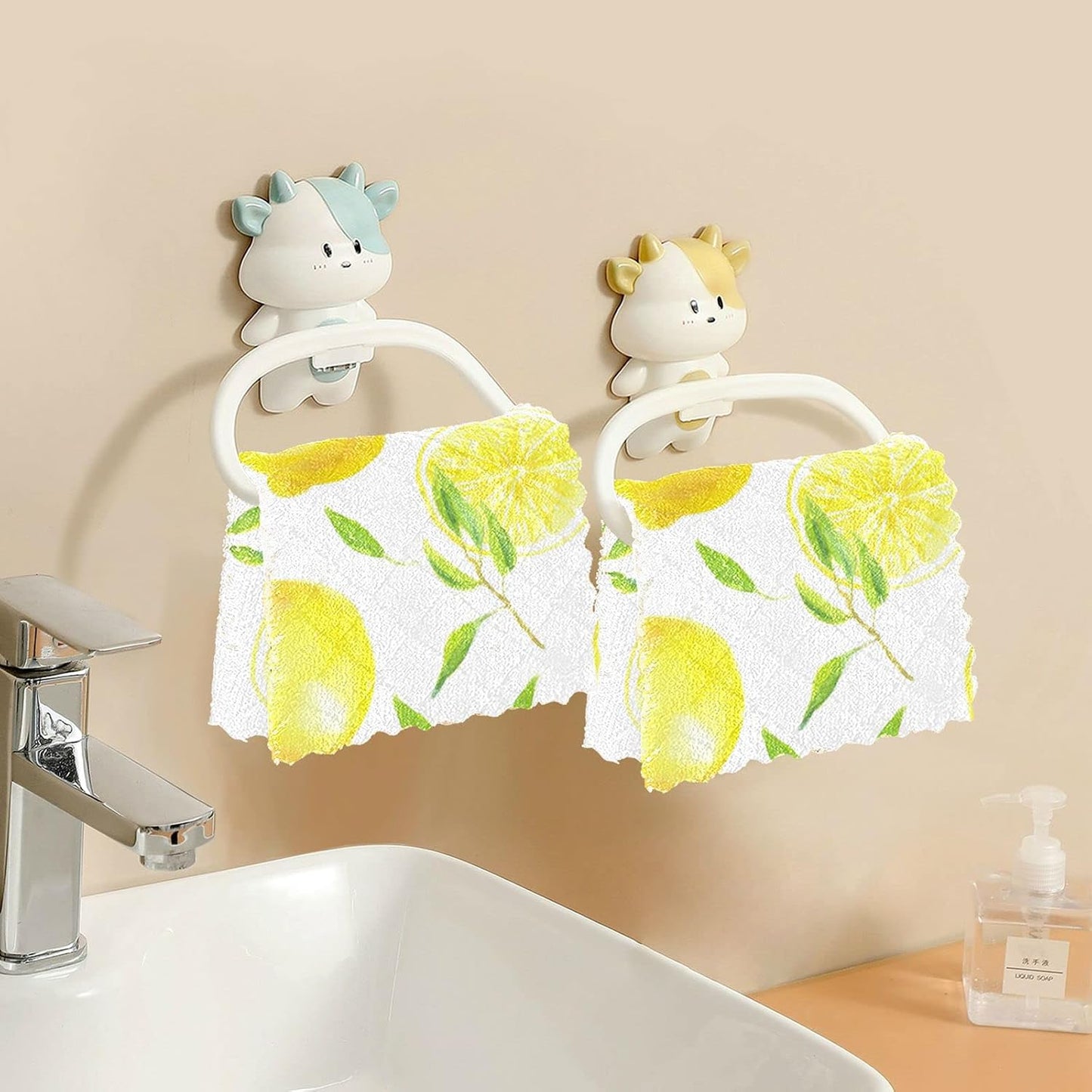 Lemons Leaves Kitchen Dish Cloths, 6 Pack Reusable Dish Rags for Washing Dishes, Microfiber Cleaning Cloths Dish Towels Washcloths for Kitchen Drying