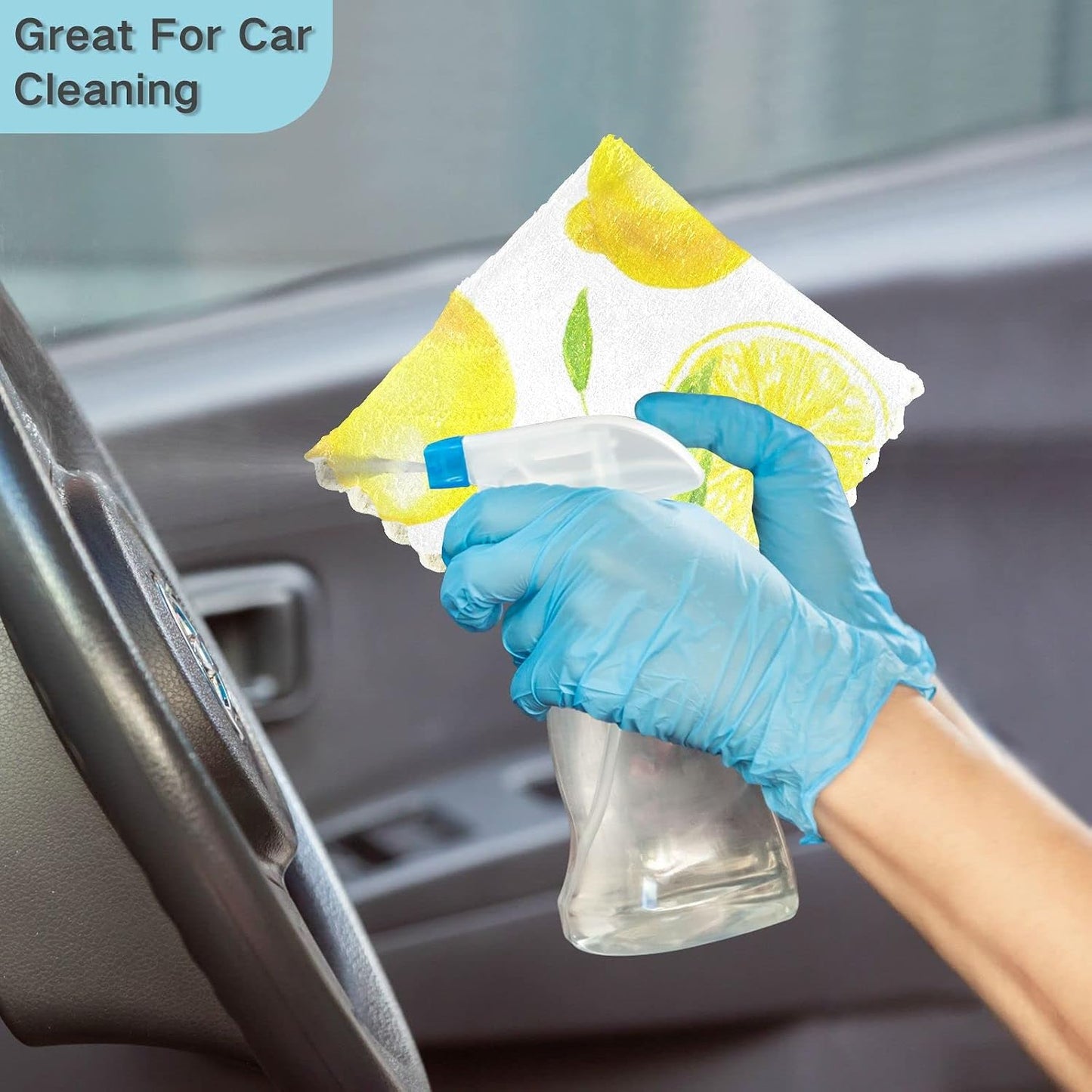 Lemons Leaves Kitchen Dish Cloths, 6 Pack Reusable Dish Rags for Washing Dishes, Microfiber Cleaning Cloths Dish Towels Washcloths for Kitchen Drying