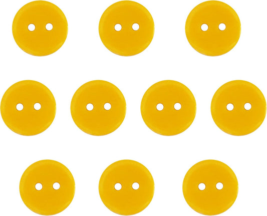 Buttons 2 Hole, 1/2 Inch, Resin, 10 Pieces (Yellow)