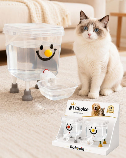 Pet Water Dispenser with Large Capacity Automatic Gravity Cat Fountain | Waterer No Electricity Spill Free Refill Water Bowl Dish Clear Reservoir Tank for Small Medium Cats Dogs(Yellow Nose-B,3L)