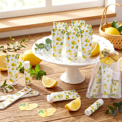 24 Sets Lemon Hand Cream and Lip Balm Bridal Baby Shower Party Favors Bulk Summer Lemon Travel Size Hand Lotion Lip Balm Nail File Gifts Set Bridal Shower Wedding Party Supplies for Guests