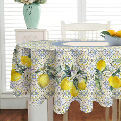 Yighty Oval Lemon Tablecloth 60x84inch, French Lemon Country Farmhouse Spring Summer Waterproof Wrinkle Resistant Washable Tablecloth for Indoor and Outdoor, Holiday Kitchen Restaurant and Party