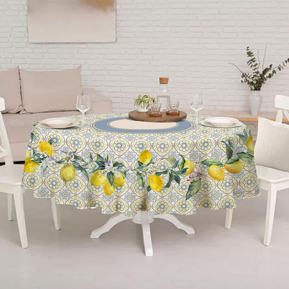 Yighty Oval Lemon Tablecloth 60x84inch, French Lemon Country Farmhouse Spring Summer Waterproof Wrinkle Resistant Washable Tablecloth for Indoor and Outdoor, Holiday Kitchen Restaurant and Party