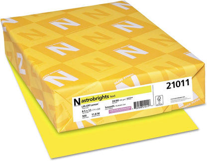 Bright Color Paper, Astrobrights®, Letter Paper Size, 24 Lb, FSC Certified®, Lift-Off Lemon, Ream Of 500 Sheets