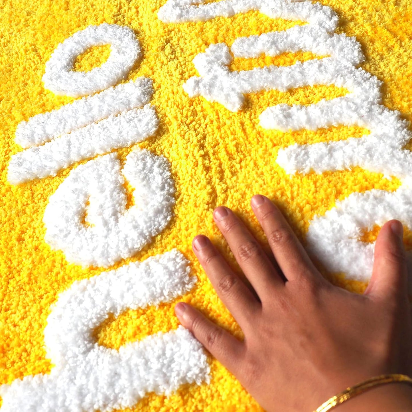Hello Beautiful Bath Mat Cute Bathroom Rugs for Girls You Look Good Gorgeous Funny Shower Fun Bathroom Decor Non-Slip Washable Kids Women Yellow Lemon Gold Canary