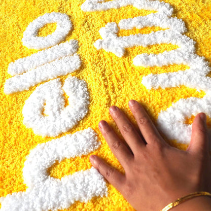 Hello Beautiful Bath Mat Cute Bathroom Rugs for Girls You Look Good Gorgeous Funny Shower Fun Bathroom Decor Non-Slip Washable Kids Women Yellow Lemon Gold Canary