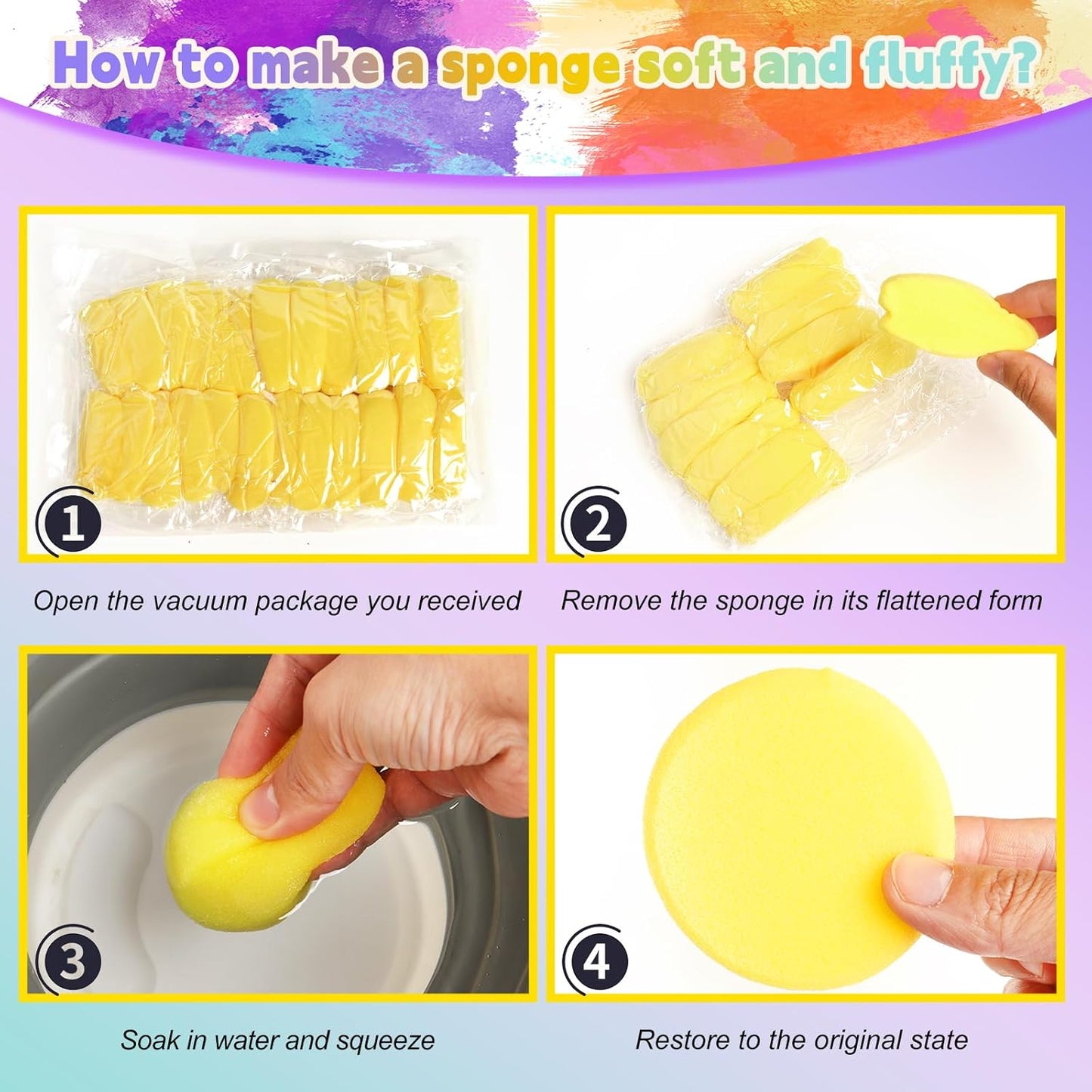24 PCS 2.9 lnch Sponge Bulk,Pottery Sponges,Paint Sponges, Round Paint Sponge for Acrylic, Watercolor, Art & Crafts, Cleaning