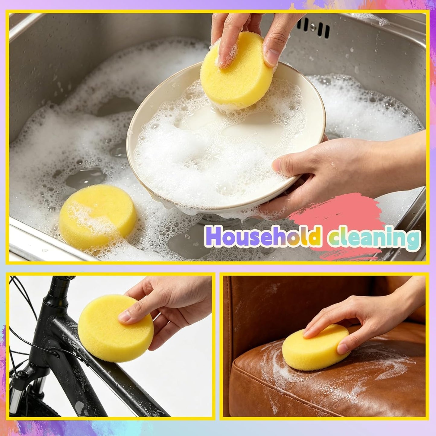 24 PCS 2.9 lnch Sponge Bulk,Pottery Sponges,Paint Sponges, Round Paint Sponge for Acrylic, Watercolor, Art & Crafts, Cleaning