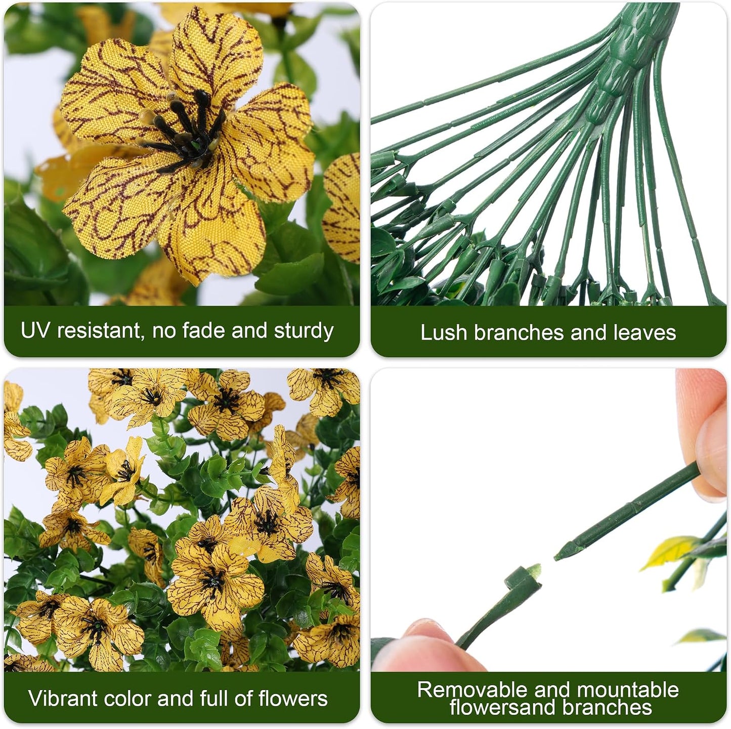 Artificial Flowers Fall Faux Outdoor Outside Plants, 2 PCS Fake Silk UV Resistant Look Real Yellow Daisy Trailing Vines for Front Door Porch Planter Urn Patio Balcony Decoration