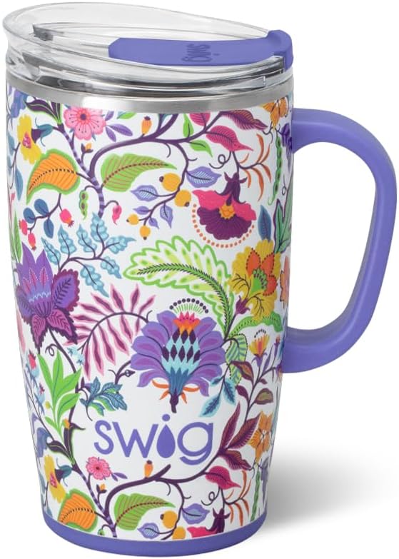18oz Insulated Travel Mug with Handle & Lid, Lemon Meringue | Triple Insulated Stainless Steel - Handle & Lid Included - Keeps Coffee Hot or Cold - Cup Holder Friendly