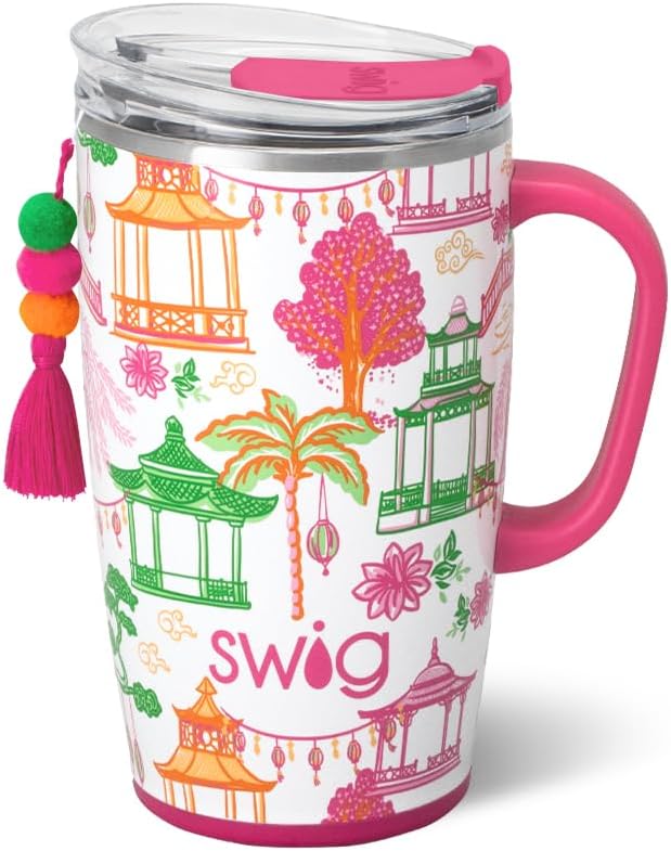 18oz Insulated Travel Mug with Handle & Lid, Lemon Meringue | Triple Insulated Stainless Steel - Handle & Lid Included - Keeps Coffee Hot or Cold - Cup Holder Friendly
