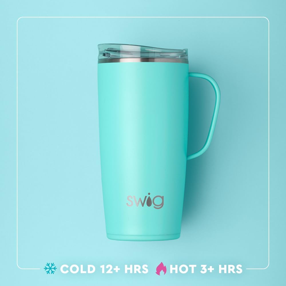 18oz Insulated Travel Mug with Handle & Lid, Lemon Meringue | Triple Insulated Stainless Steel - Handle & Lid Included - Keeps Coffee Hot or Cold - Cup Holder Friendly