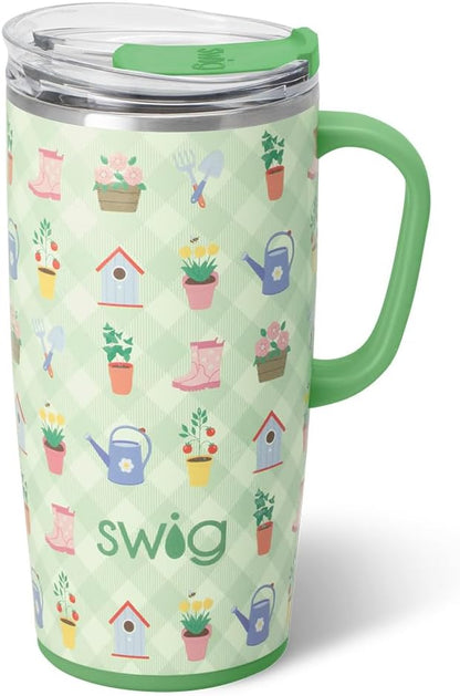 18oz Insulated Travel Mug with Handle & Lid, Lemon Meringue | Triple Insulated Stainless Steel - Handle & Lid Included - Keeps Coffee Hot or Cold - Cup Holder Friendly