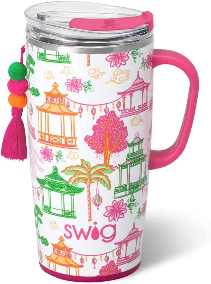 18oz Insulated Travel Mug with Handle & Lid, Lemon Meringue | Triple Insulated Stainless Steel - Handle & Lid Included - Keeps Coffee Hot or Cold - Cup Holder Friendly