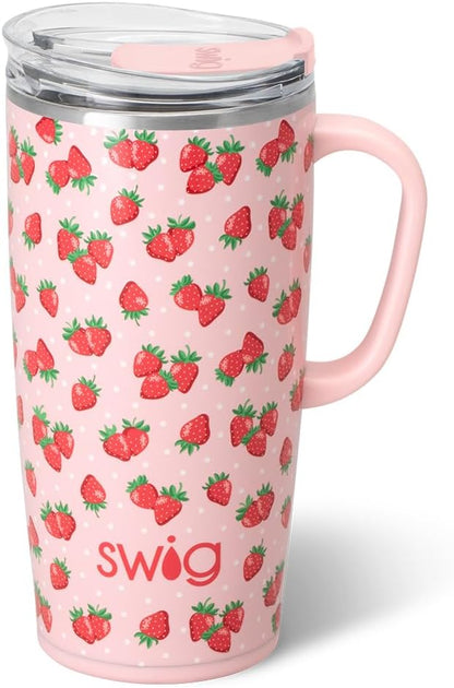 18oz Insulated Travel Mug with Handle & Lid, Lemon Meringue | Triple Insulated Stainless Steel - Handle & Lid Included - Keeps Coffee Hot or Cold - Cup Holder Friendly