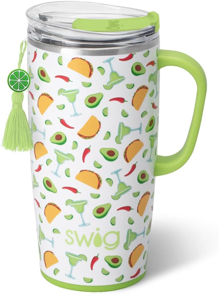 18oz Insulated Travel Mug with Handle & Lid, Lemon Meringue | Triple Insulated Stainless Steel - Handle & Lid Included - Keeps Coffee Hot or Cold - Cup Holder Friendly